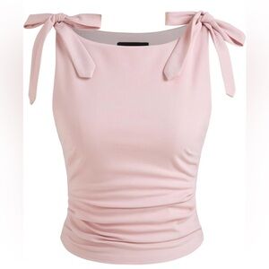 Cider Lilac Sleeveless Blouse with Bow Accents pink size s